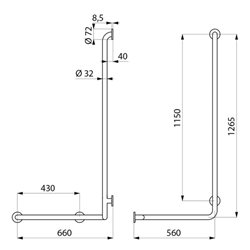 Barre de douche d'angle et d'équerre 5100GS UltraSatin à gauche