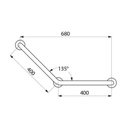 Barre d'appui coudée à 135° 5082P Ø32 mm, 400x400 mm, 3 points de fixation UltraPolish