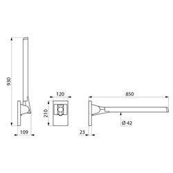 Barre d'appui rabattable sans béquille 511964W 850 mm blanc mat