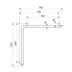 Barre coudée d'angle 2 murs 511941W blanc mat 