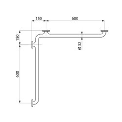 Barre coudée d'angle 2 murs 5121N Blanc pour siège de douche