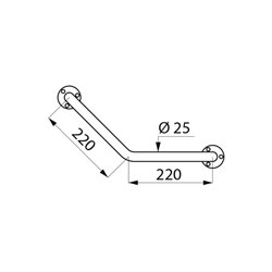 Barre d'appui coudée à 135° ECO époxy 1550 220x220 mm Blanc