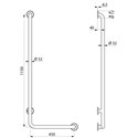 Barre de maintien en L 5071DS UltraSatin H 1150 mm, à droite