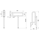Barre d'appui rabattable 510162S UltraSatin avec béquille, 650 mm