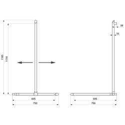 Barre d'angle 2 murs avec remontée verticale coulissante 511949W blanc mat 