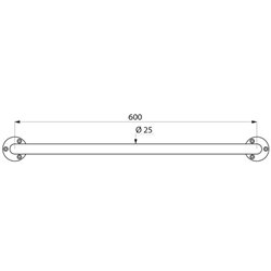 Barre d'appui droite ECO brillant 536 600 mm inox