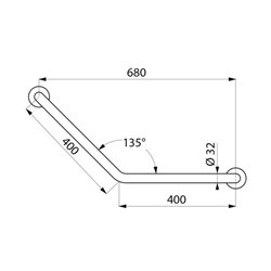 Barre d'appui coudée à 135° 5081S Ø32 mm, 400x400 mm, 2 points de fixation UltraSatin