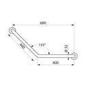 Barre d'appui coudée à 135° 5081S Ø32 mm, 400x400 mm, 2 points de fixation UltraSatin