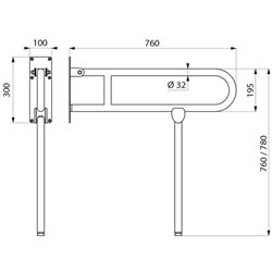 Barre d'appui rabattable Basic époxy 511517W Blanc avec béquille