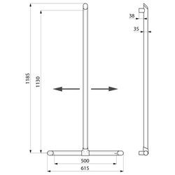 Barre de maintien en T avec remontée verticale coulissante 511944W blanc mat  