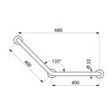 Barre d'appui coudée à 135° 5082W Ø32 mm, 400x400 mm, 3 points de fixation blanc