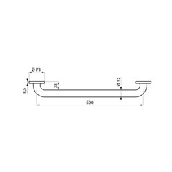 Barre d'appui droite 50505N 500 mm  
