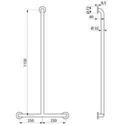 Barre de maintien en T Basic époxy 35440W Blanc  