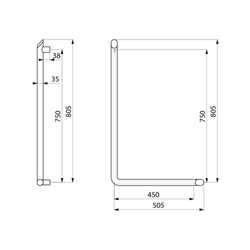 Barre de maintien en L 511970W blanc mat H 750 mm