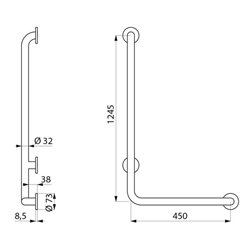 Barre de maintien en L 5071N Blanc H 1245 mm