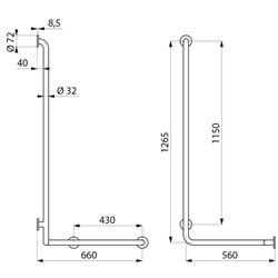 Barre de douche d'angle et d'équerre 5100DP2 UltraPolish à droite