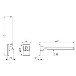 Barre d'appui rabattable sans béquille 511960W 650 mm blanc mat