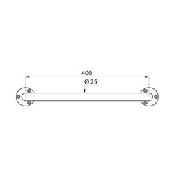 Barre d'appui droite ECO brillant 531 400 mm inox