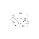 Barre d'appui coudée à 135° 5083N 220x220 mm  