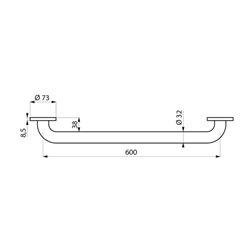 Barre d'appui droite 50506N 600 mm  