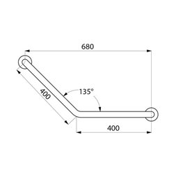 Barre d'appui coudée à 135° 5081P2 Ø32 mm, 400x400 mm, 2 points de fixation UltraPolish