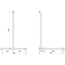 Barre d'angle 2 murs avec remontée verticale 5490N Blanc avec remontée fixe