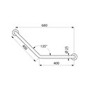 Barre d'appui coudée à 135° 5086P2 Ø25 mm, 400x400 mm, 2 points de fixation UltraPolish