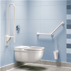 Pot à balai WC avec manche long 4051N blanc brillant