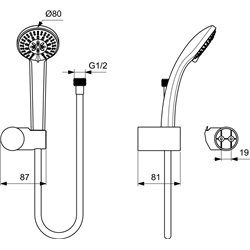 Set de douche B9506AA Idealrain douchette ronde 1 jet