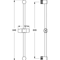 Barre de douche D6042AA Aqua 65 cm