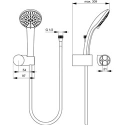 Set de douche B9456AA Idealrain douchette ronde 3 jets