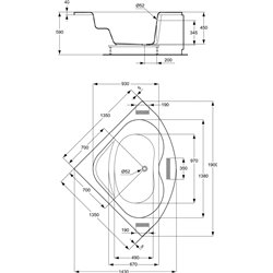 Ulysse P107101 135x135 cm 190 Litres en angle