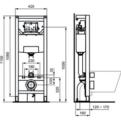 Bâti-support Prosys R009667 autoportant et pneumatique H 110 cm, réservoir 120 mm