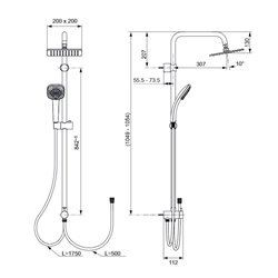 Colonne de douche A5862AA Idealrain Cube avec cale de compensation