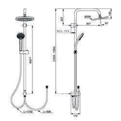 Colonne de douche A5691AA Idealrain avec cale de compensation