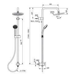 Colonne de douche A5689AA Idealrain encastré