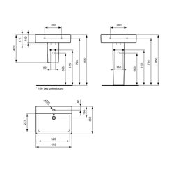 Lavabo Cube Connect E772901 65x46 cm simple
