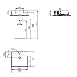 Lavabo Extra T372601 50x45 cm simple