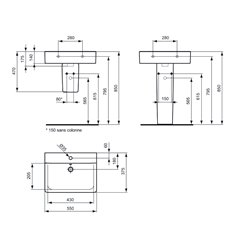Lavabo Cube gain de place Connect E714001 55x37,5 cm simple