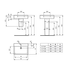 Lavabo Cube Connect E714101 60x46 cm simple