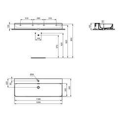 Lavabo Conca T369401 120x45 cm simple