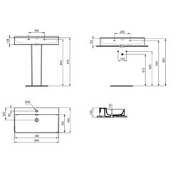 Lavabo Conca T369201 80x45 cm simple