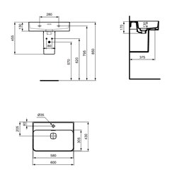 Lavabo Strada II T300001 60x43 cm simple