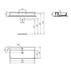 Lavabo Conca T369301 100x45 cm simple