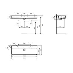 Lavabo Strada II T359501 120x43 cm simple