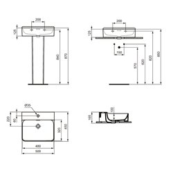 Lavabo Conca T369001 50x45 cm simple