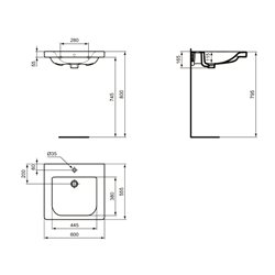 Lavabo Connect Freedom E548201 60x55,5 cm simple