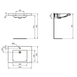 Lavabo Connect Freedom E548401 80x55,5 cm simple