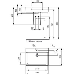 Lave-mains Cube Connect E713701 40x36 cm simple