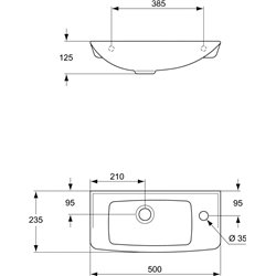 Lave-mains Ulysse P169001 50x23,5 cm non percé